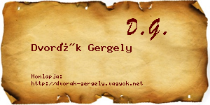 Dvorák Gergely névjegykártya